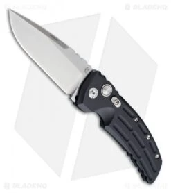 Hogue Knives EX-A01 Drop Point Automatic Knife Black Aluminum (3.5" Stonewash)