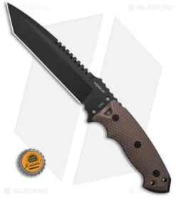 Hogue Knives EX F01 Large Tanto Fixed Blade Brown G-10 (7" Black A2) -Knives Shop Hogue EX F01 Tanto FB A BHQ 87685 td size