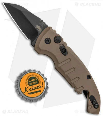 Hogue Knives CA Legal A01 Microswitch Wharncliffe Auto Knife FDE (1.8" Black) 4 Hogue Knives CA Legal A01 Microswitch Wharncliffe Auto Knife FDE (1.8" Black) - Image 4