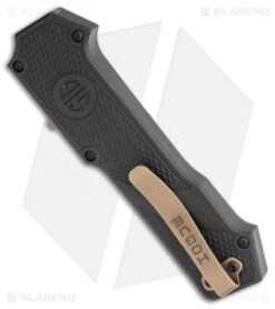 Hogue Knives SIG Compound Scorpion OTF Automatic Knife Black G10 (3.5" FDE PVD) -Knives Shop Hogue Knives SIG Compound Scorpion OTF Auto Black G 10 FDE BHQ 118463 jr side