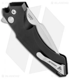 Hogue Knives X5 Spear Point Flipper Knife Black Aluminum (4" Stonewash) 34550 -Knives Shop Hogue Knives X5 SP Flipper Black Alum SW 34550 EXLRSR BHQ 95612 jr side