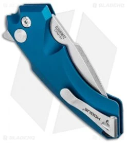 Hogue Knives X5 Flipper Knife Blue Aluminum (3.5" Stonewash) 34573 -Knives Shop Hogue Knives X5 SP Flipper Blue Aluminum SW 34573 EXLRSR BHQ 95533 jr side