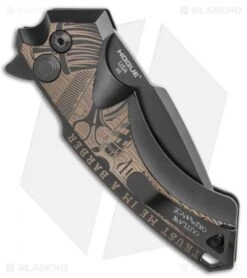 Hogue Knives/Outlaw Ordnance X5 Flipper Knife Class Barbershop (3.5" Black) -Knives Shop Hogue Knives X5 Spear Point Flipper Knife 3.25in Working Class Barbershop 34594 EXLBHQ BHQ 107279 LS Side