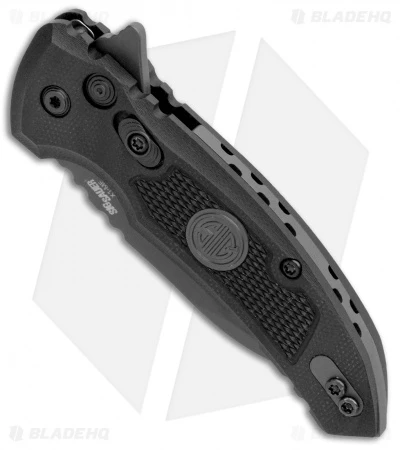 Hogue X1 Microflip Wharncliffe Flipper Knife Black Sig Medallion (2.6" Gray) 2 Hogue X1 Microflip Wharncliffe Flipper Knife Black Sig Medallion (2.6" Gray) - Image 2